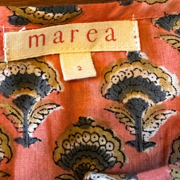 Marea size 2 Pink & Green cotton‎ block print Ruffled Tiered Maxi Dress - Picture 9 of 15